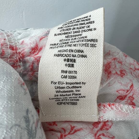 FREE PEOPLE Coral & Ivory Floral Flutter By Tank Ruffles Asymmetric Hem Silky XS - Picture 7 of 7